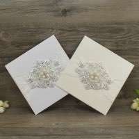 Square Invitation with Buckle Decoration Foil Printing Customized Original Wedding Invitation Card 